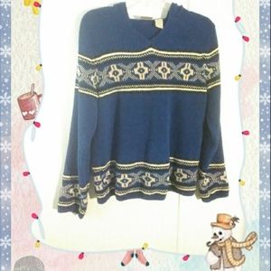 Erika Blue Soft Hooded Sweater Size Medium